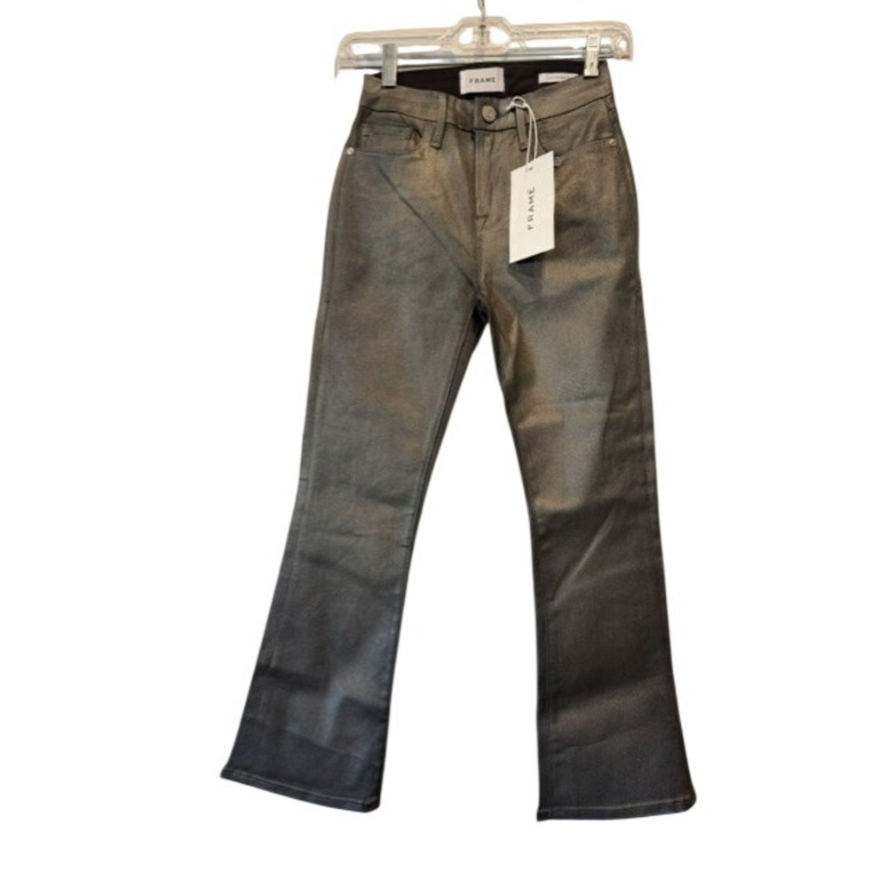 Frame Le Crop Mini Boot Metallic Pewter Mid Rise Jeans LCMB208 Size 24 NWT